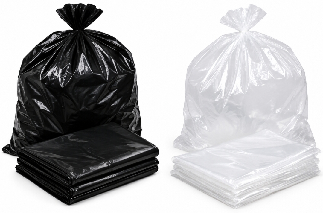 Kantong plastik hitam dan transparan